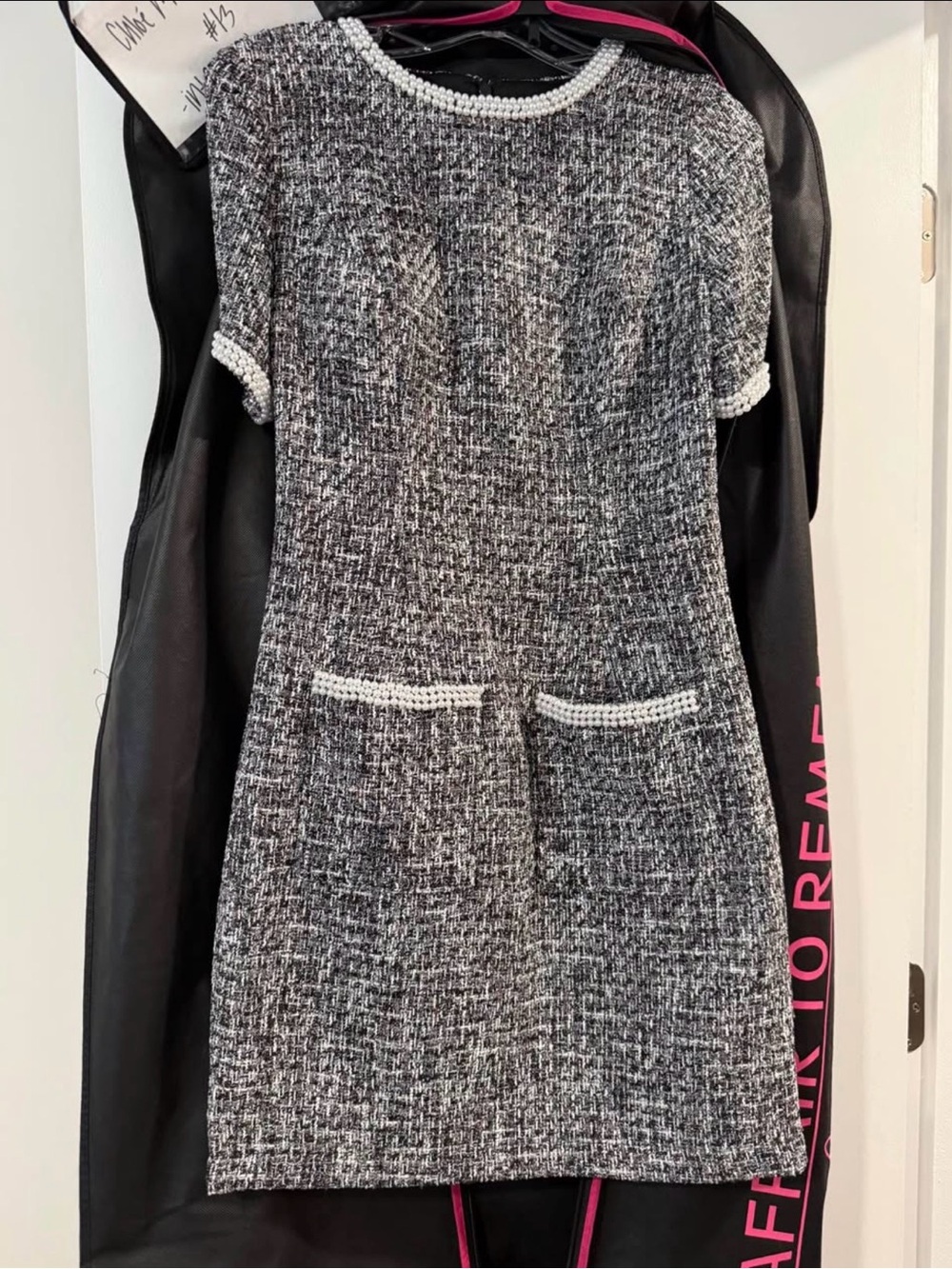 Pageant Interview Classic Black & White Tweed Short Sleeve Dress